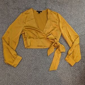 Elegant Mustard Wrap Top